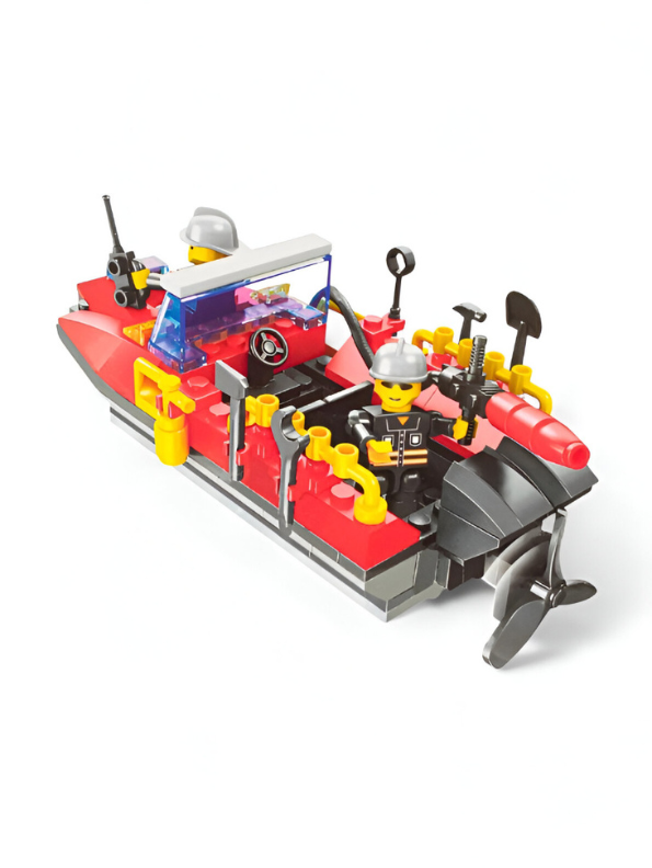 City Rescue Speed Boat Building Block Set – 118 PCS Police Watercraft Toy with 2 Minifigures for Kids TV5011.