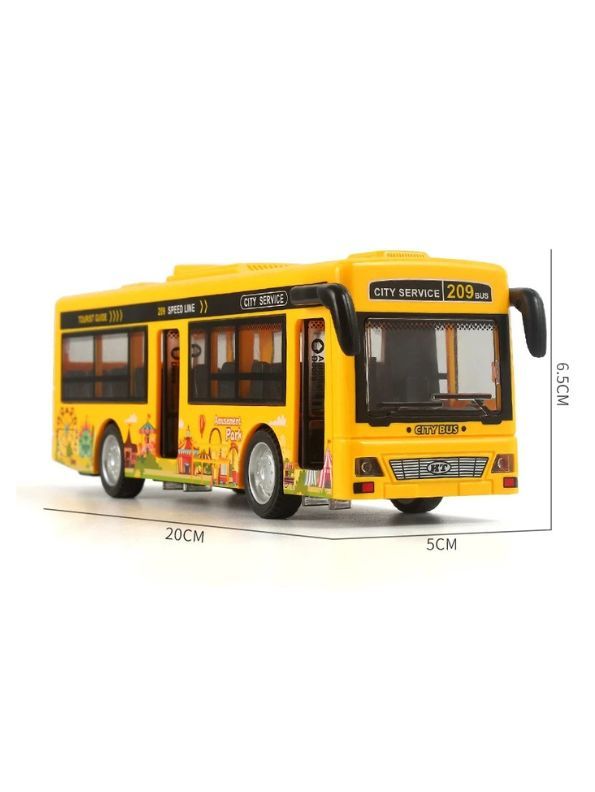 CityRide – Pull-Back City Service Bus Toy for Kids | Flashing Lights, Fun Music & Realistic Design.