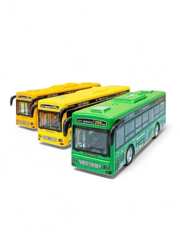 CityRide – Pull-Back City Service Bus Toy for Kids | Flashing Lights, Fun Music & Realistic Design - Green.