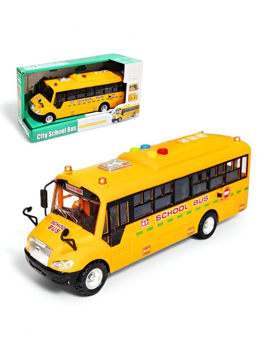 City School Bus Toy – Musical Inertia Bus with Flashing Lights & Realistic Sounds - LMI12381.