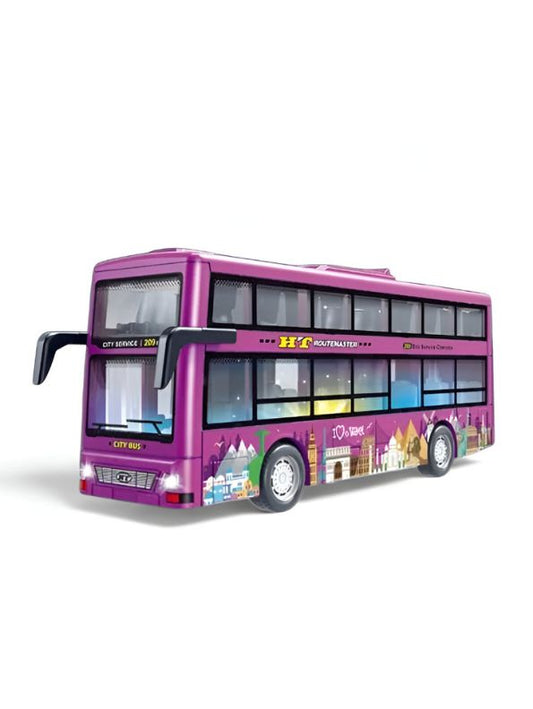 Purple - CityTourer – Double-Decker Sightseeing Bus Toy for Kids | Inertia Car Model with Openable Doors, Lights & Music Simulation LMI14907.