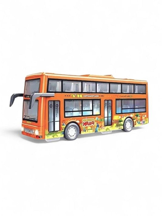 Orange - CityTourer – Double-Decker Sightseeing Bus Toy for Kids | Inertia Car Model with Openable Doors, Lights & Music Simulation LMI14907.