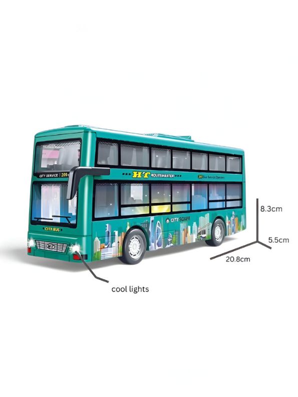 CityTourer – Double-Decker Sightseeing Bus Toy for Kids | Inertia Car Model with Openable Doors, Lights & Music Simulation LMI14907.