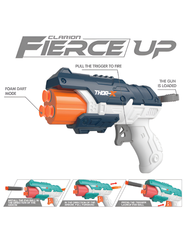 Clarion Fierce Up Thor-X Foam Dart Blaster Manual Soft Bullet Toy Gun LMI12075.