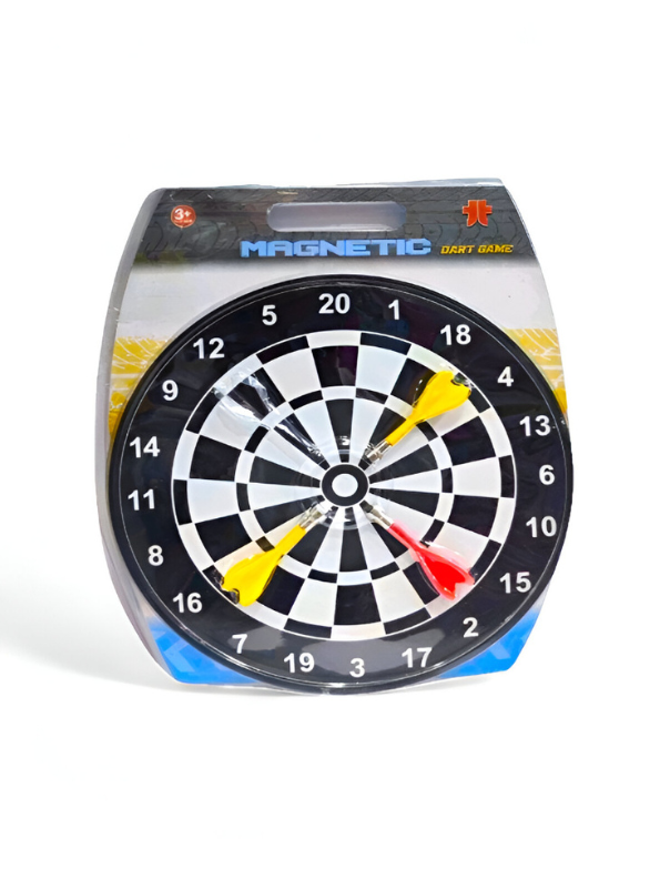 Classic Black & White Magnetic Dartboard Set for Kids LMI13340.