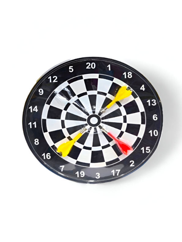 Classic Black & White Magnetic Dartboard Set for Kids LMI13340.