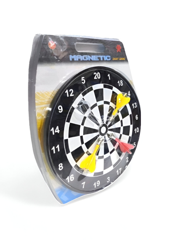 Classic Black & White Magnetic Dartboard Set for Kids LMI13340.