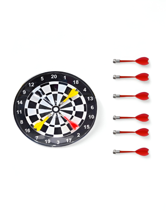 Classic Black & White Magnetic Dartboard Set for Kids LMI13340.