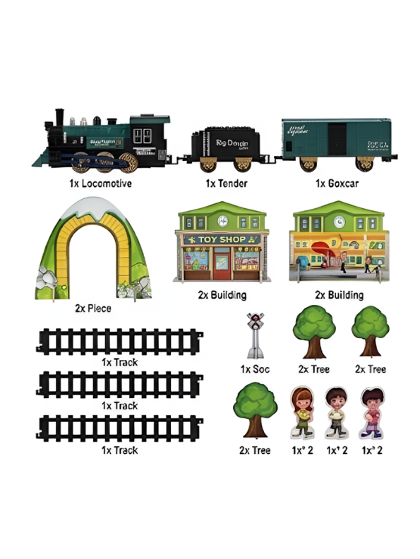 Classic Electric Train Set for Kids with Tracks & Steam Engine LMI15053.