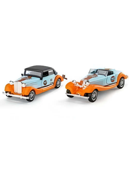 Pack of 2 Classic Gulf Oil Edition Vintage Roadster 1:36 Scale Die-Cast Model Car MD3163.