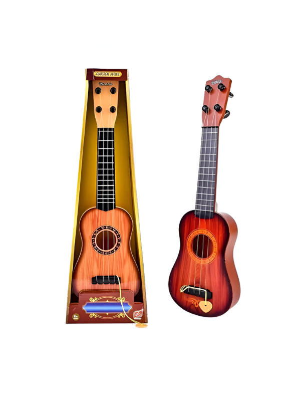Classic Ukulele Toy - 4-String Small Guitar Musical Instrument | Natural Oak Brown LMI8363.