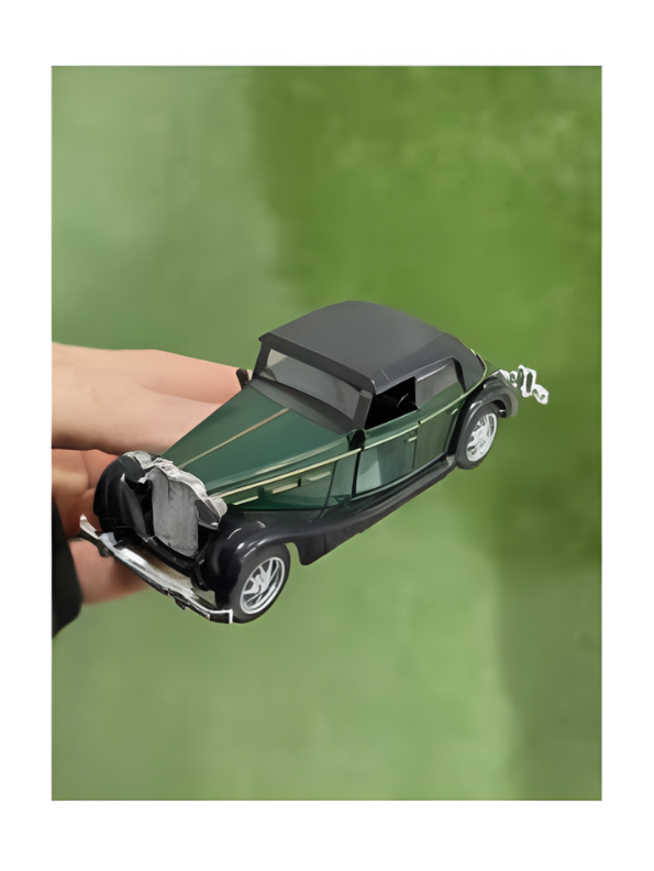 Classic Vintage Diecast Toy Car,  Green 1:36 Scale Retro Metal Collectible Vehicle Model with Opening Doors, Black Hardtop Coupe LMI16724