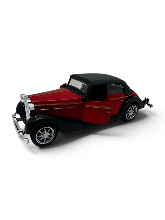 Classic Vintage Diecast Toy Car, 1:36 Scale Retro Metal Collectible Vehicle Model with Opening Doors, Black Hardtop Coupe LMI16724