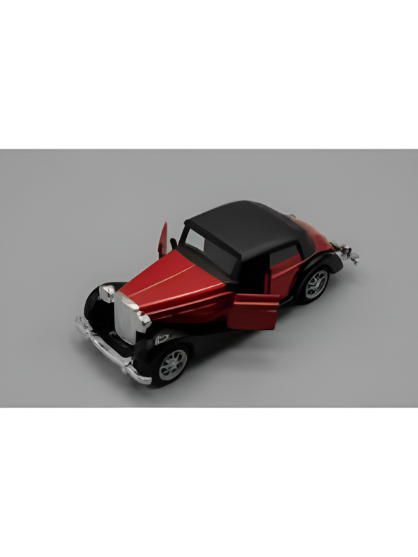 Classic Vintage Diecast Toy Car, 1:36 Scale Retro Metal Collectible Vehicle Model with Opening Doors, Black Hardtop Coupe LMI16724