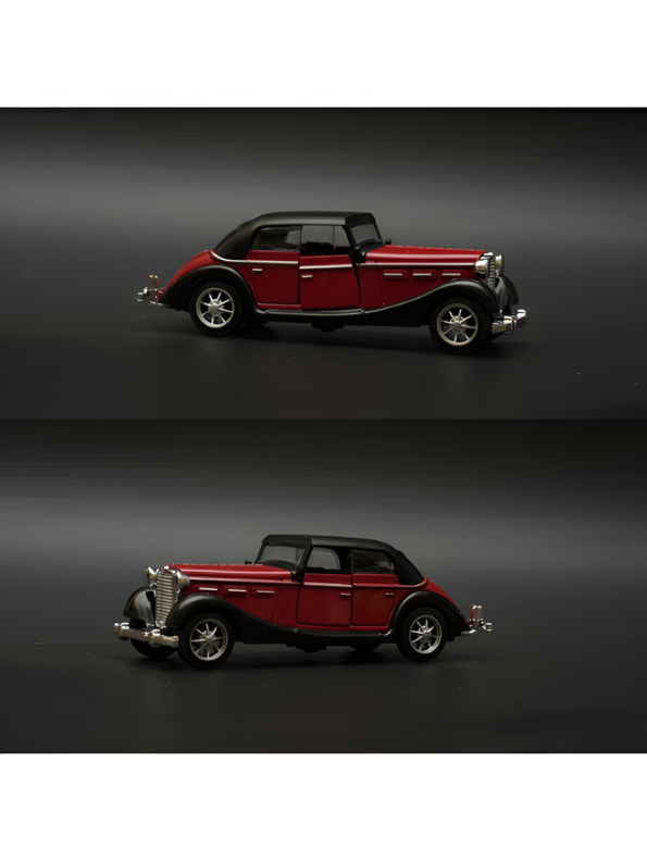 Classic Vintage Diecast Toy Car, 1:36 Scale Retro Metal Collectible Vehicle Model with Opening Doors, Black Hardtop Coupe LMI16724