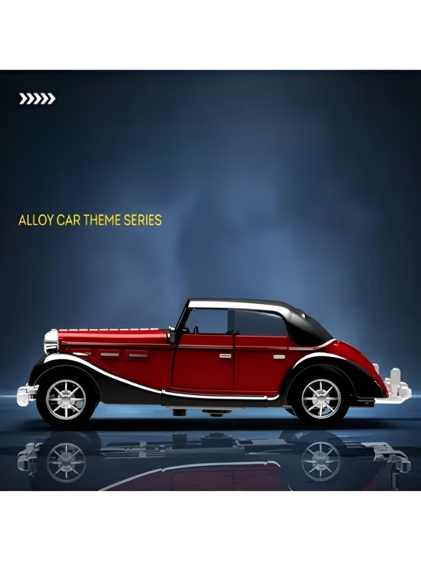 Classic Vintage Diecast Toy Car, 1:36 Scale Retro Metal Collectible Vehicle Model with Opening Doors, Black Hardtop Coupe LMI16724