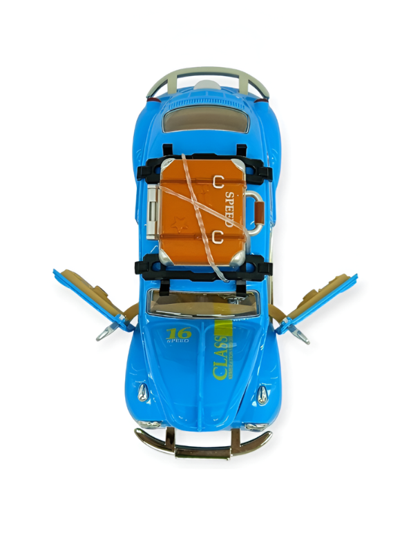 Classic Volkswagen Beetle Diecast Car 1:24 Scale with Roof Luggage Rack TV425.