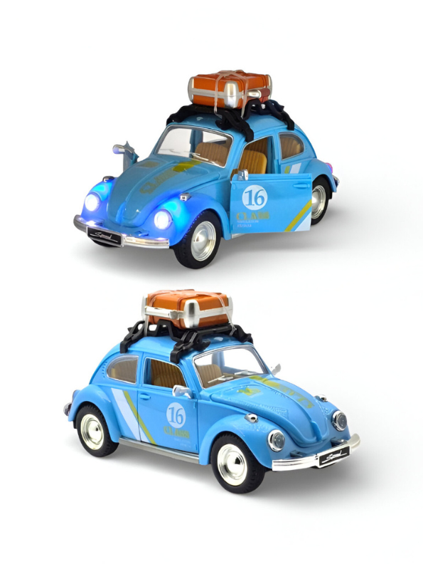 Classic Volkswagen Beetle Diecast Car 1:24 Scale with Roof Luggage Rack TV425.