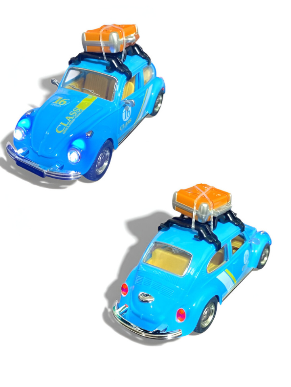 Classic Volkswagen Beetle Diecast Car 1:24 Scale with Roof Luggage Rack TV425.