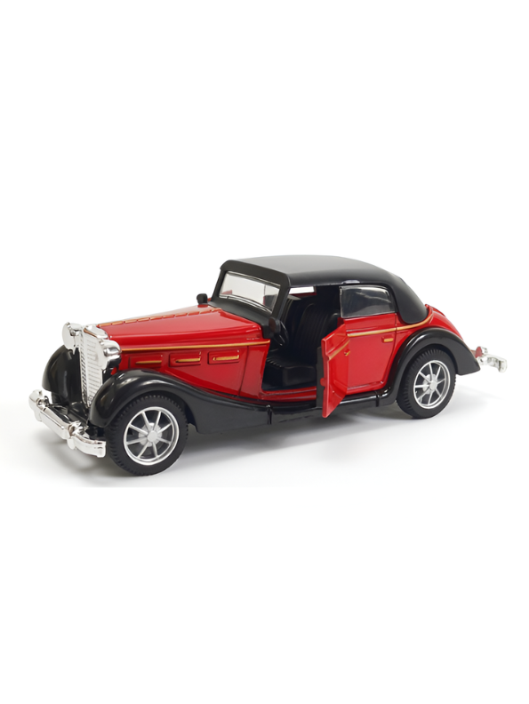 Classic Vintage Diecast Toy Car, 1:36 Scale Retro Metal Collectible Vehicle Model with Opening Doors, Black Hardtop Coupe LMI16724