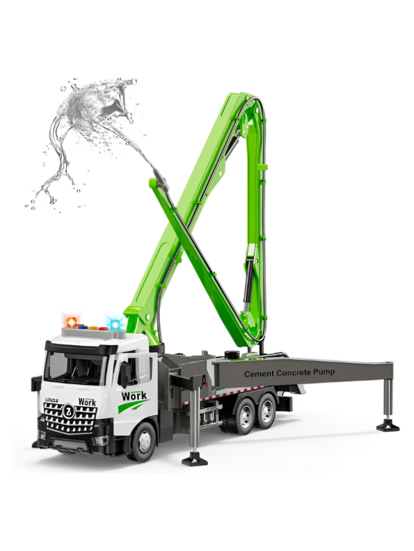 Concrete Green Pump Truck Toy with Extendable Boom, Lights & Sound LMI16915