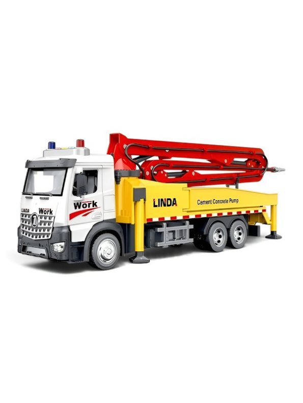 Concrete Yellow Pump Truck Toy with Extendable Boom, Lights & Sound LMI16915