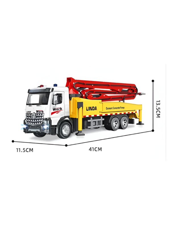 Concrete Yellow Pump Truck Toy with Extendable Boom, Lights & Sound LMI16915
