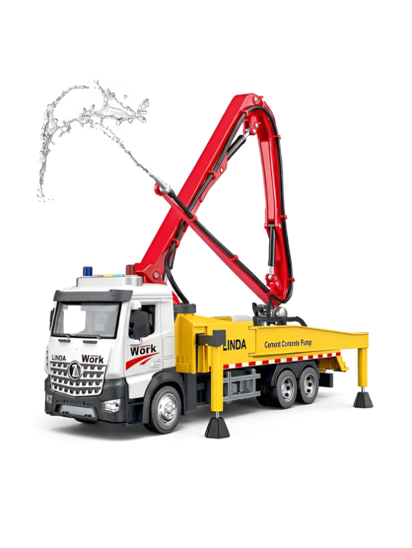 Concrete Yellow Pump Truck Toy with Extendable Boom, Lights & Sound LMI16915