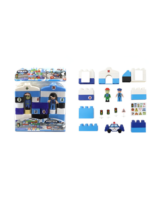 Construction Building Blocks Set for Toddlers – STEM Preschool Playset Blue LMI15806.