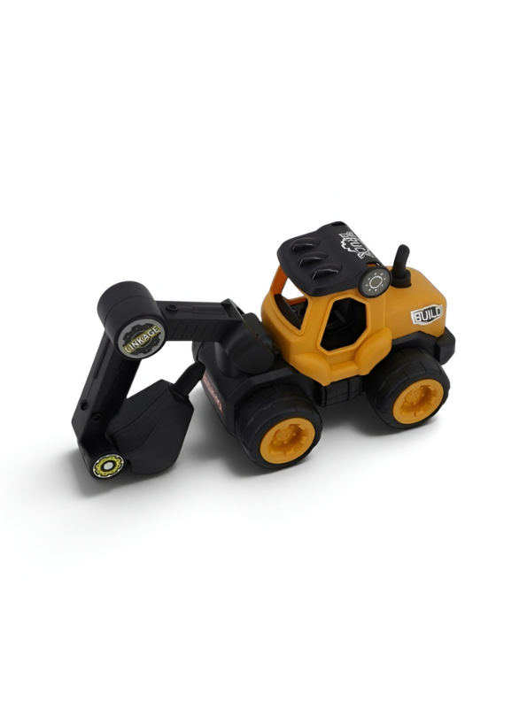 Construction Excavator Toy Vehicle Playset with Mini Digger Truck, Construction Worker Figures & Road Safety Signs for Toddler Pretend Play LMI15189