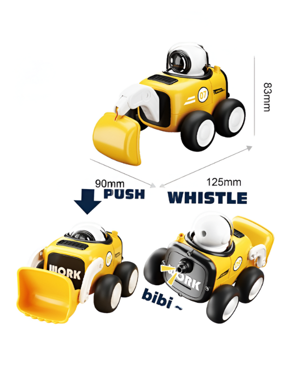 Construction Vehicle Set – 3-Pack Whistle-Activated Toy Excavator & Push-and-Go Robot Trucks | Interactive Construction Toy Vehicles LMI15008.