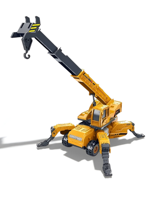 Construction Vehicle Toy Crane | Friction Power Crane with Cable, 360° Rotating Towing Pull Back Action LMI15474.