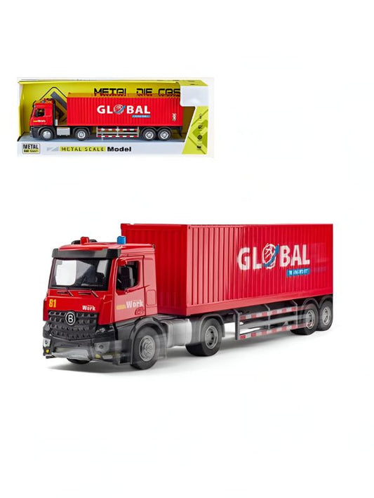 Red - Container Transport Truck  – Heavy-Duty Alloy Container Vehicle for Kids & Collectors LMI15074.