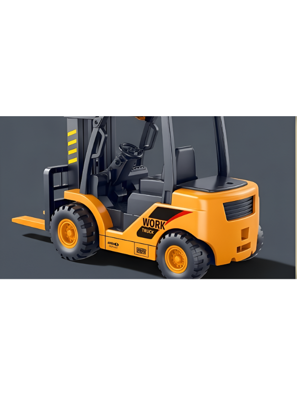 Interactive Construction Toy Forklift with Adjustable Crane Hook and Lifting Forks – Friction Powered Engineering Vehicle for Toddlers NX16736