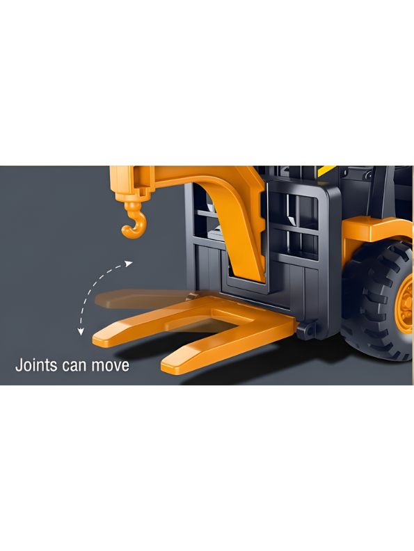 Interactive Construction Toy Forklift with Adjustable Crane Hook and Lifting Forks – Friction Powered Engineering Vehicle for Toddlers NX16736