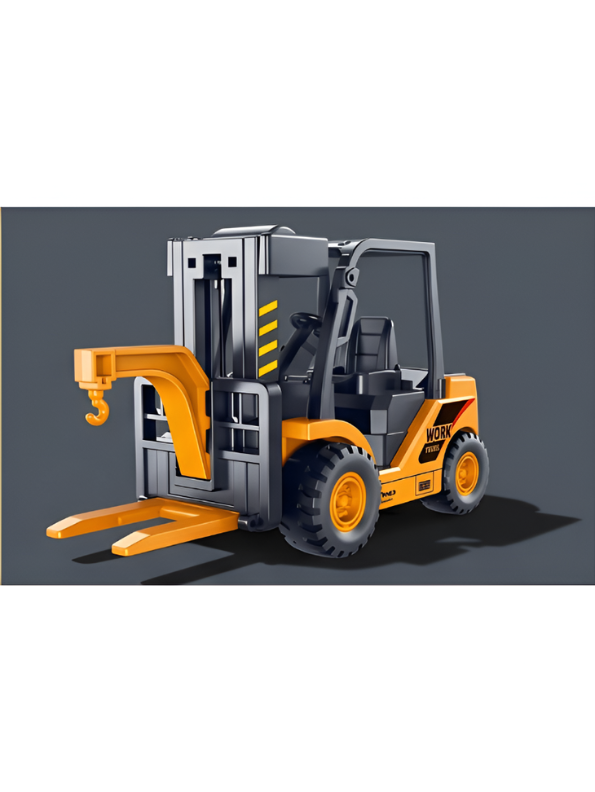 Interactive Construction Toy Forklift with Adjustable Crane Hook and Lifting Forks – Friction Powered Engineering Vehicle for Toddlers NX16736
