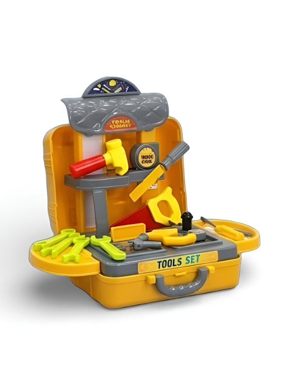 Convertible Kids Tool Set Workbench with Carry Case – Toddler Pretend Play Kit MD3073.
