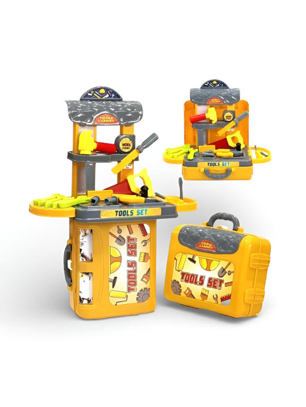 Convertible Kids Tool Set Workbench with Carry Case – Toddler Pretend Play Kit MD3073.