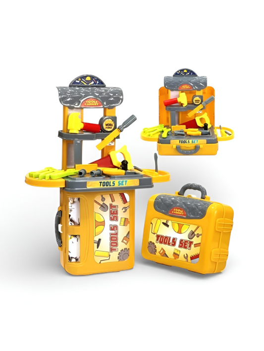 Convertible Kids Tool Set Workbench with Carry Case – Toddler Pretend Play Kit MD3073.