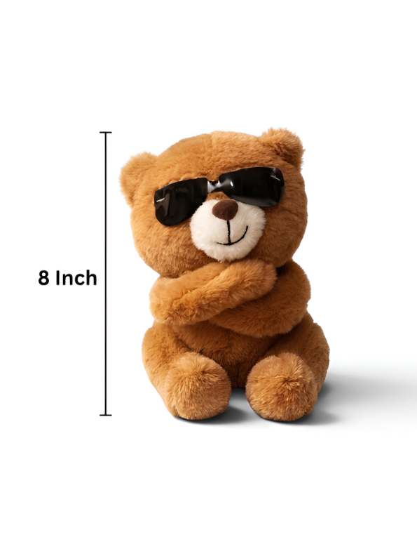 Cool Brown Teddy Bear Plush Toy with Sunglasses – 8-Inch Soft Stuffed Animal ST14752.
