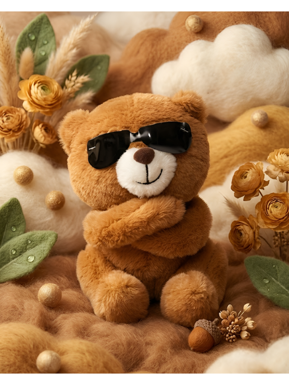 Cool Brown Teddy Bear Plush Toy with Sunglasses – 8-Inch Soft Stuffed Animal ST14752.