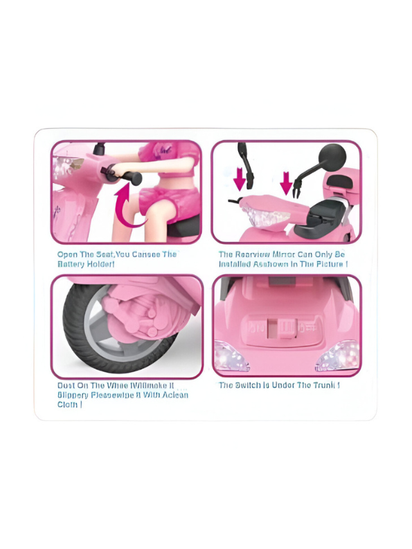 Cool Motorcycle Toy - Pink Motorcycle Toy for Kids with Light-Up Motorbike and Music | Fun Ride-On Toy for LMI14278.