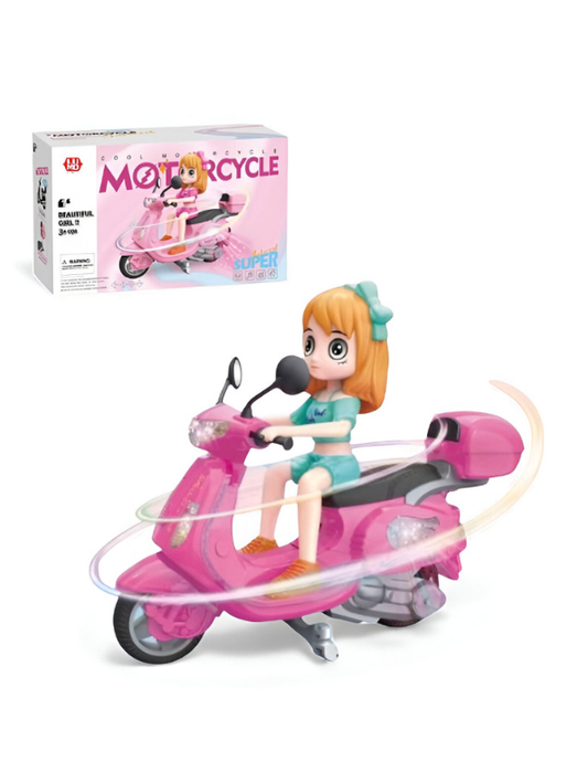 Cool Motorcycle Toy - Pink Motorcycle Toy for Kids with Light-Up Motorbike and Music | Fun Ride-On Toy for LMI14278.