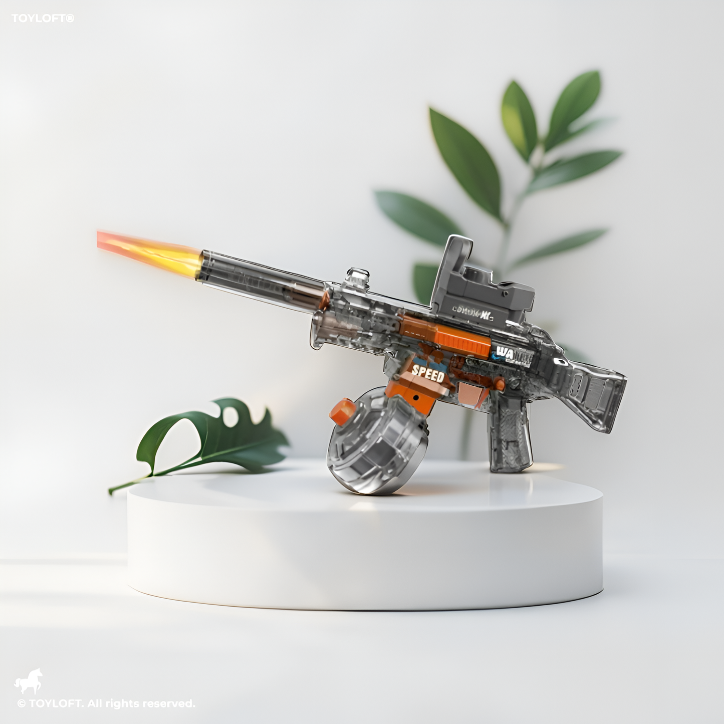 Grey UMP45 HydroBlast - Electric UMP45 Water Gun Pichkari – High-Pressure Powerful Water Squirt Gun with LED Cap for Summer Fun LMI14283