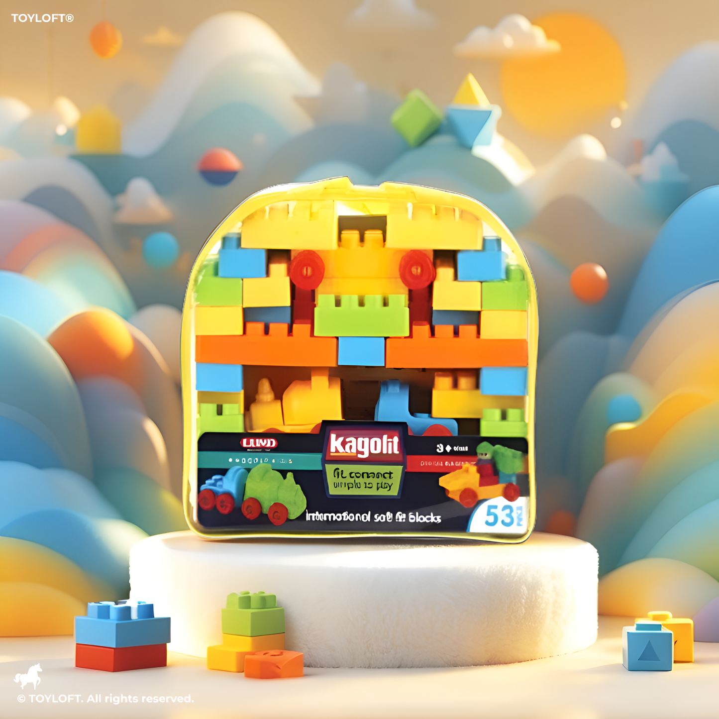 53-Piece Soft Building Blocks Set for Toddlers – Educational STEM Interlocking Construction Toys with Storage Bag LMI7476.