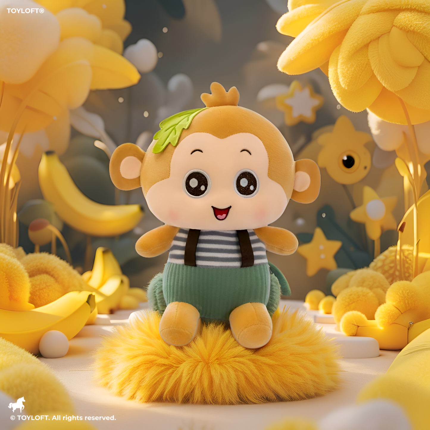 Yellow - Fluffy Monkey Plush Toy – Huggable Stuffed Animal for Kids & Toddlers 8 inch - MS9585.
