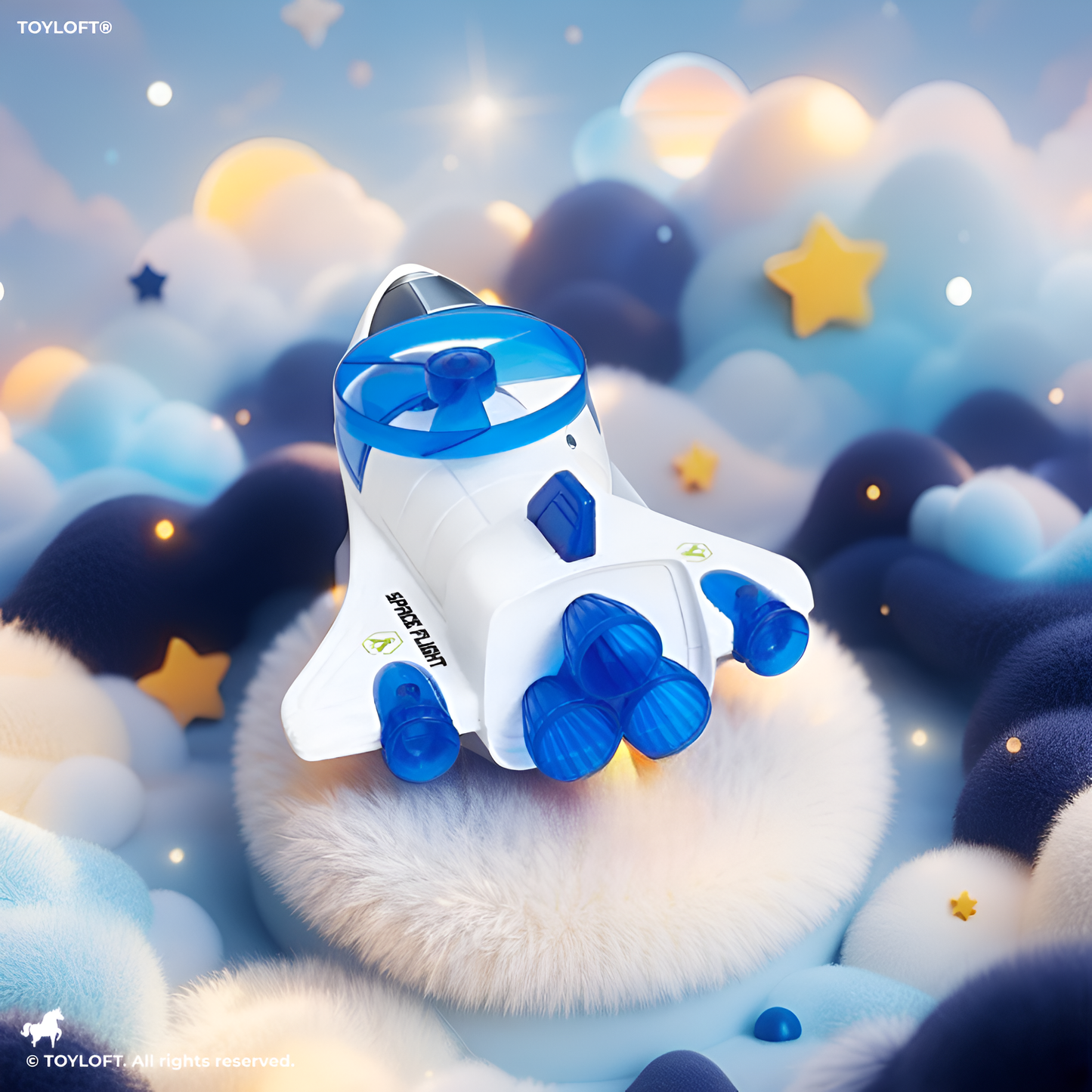 Space Rocket Toy for Kids – White & Blue Astronaut Shuttle with Rotating Propeller | Educational Spacecraft Playset LMI15390