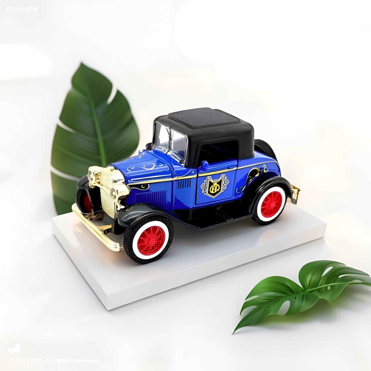 Blue - Retro Style Alloy Metal Classic Car Toy – Openable Doors | Vintage Die-Cast Collectible Model for Kids & Adults Scale 1:32.