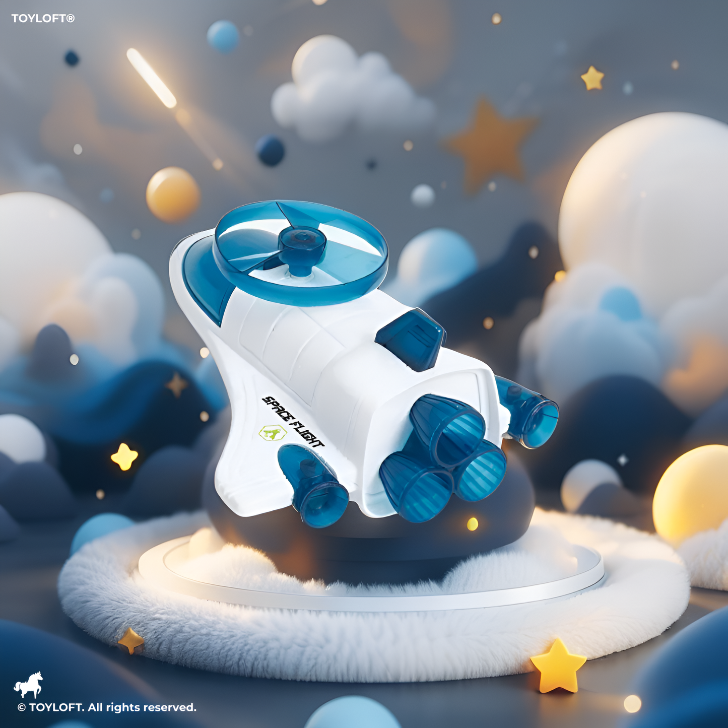 Space Rocket Toy for Kids – White & Green Astronaut Shuttle with Rotating Propeller | Educational Spacecraft Playset LMI15390