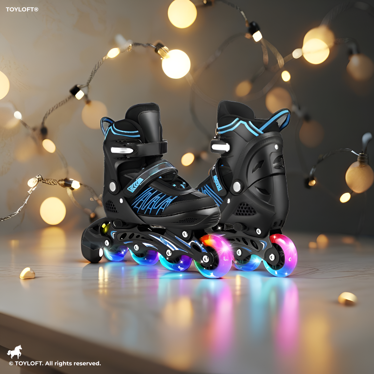 Pro-Grade Adjustable Inline Roller Skates with Flashing LED Light-Up Wheels - Unisex Design LMI10786